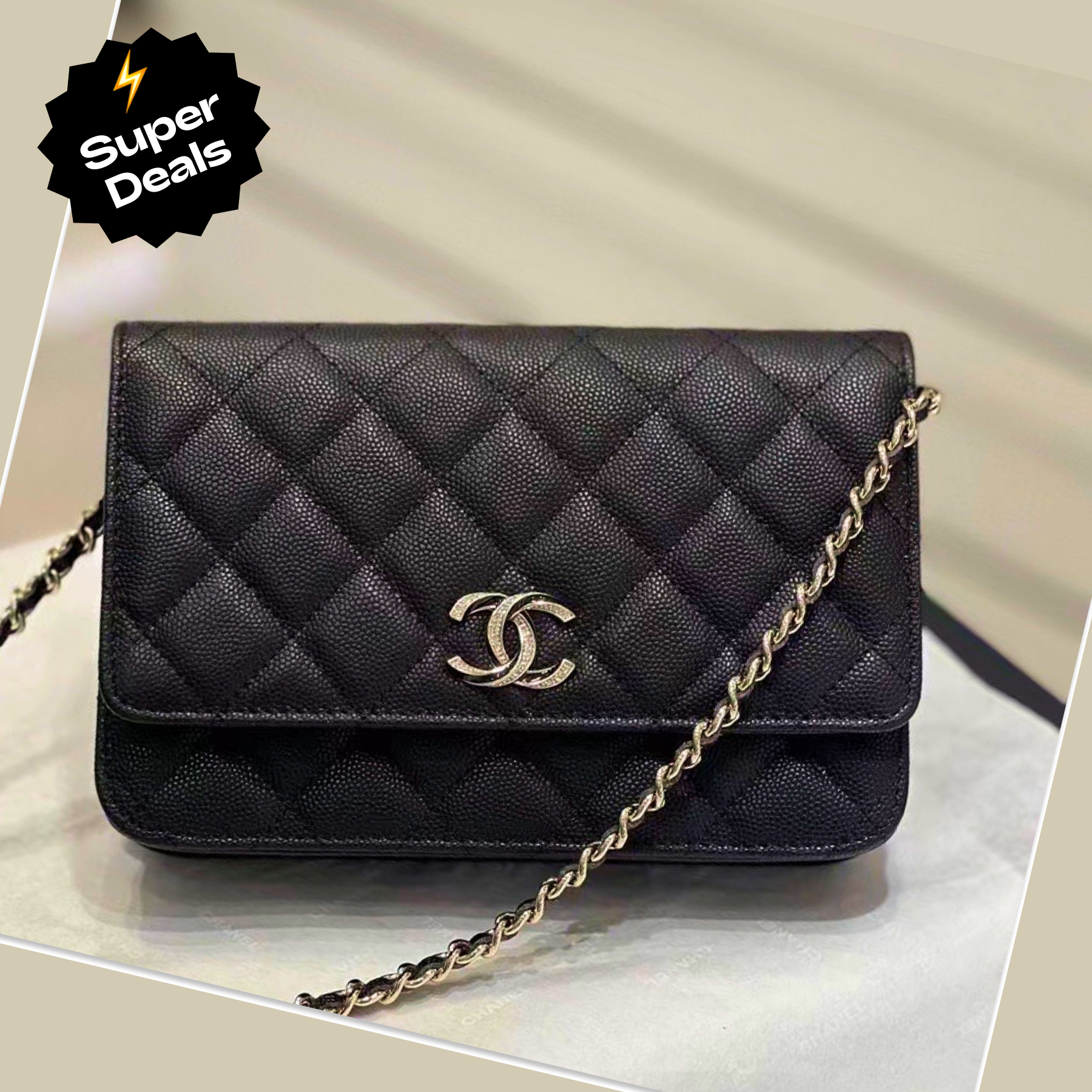 CC Inspired Classic Calfskin Handbags On Chain with Golden Hardward - Bag - Gorchic - $125.99