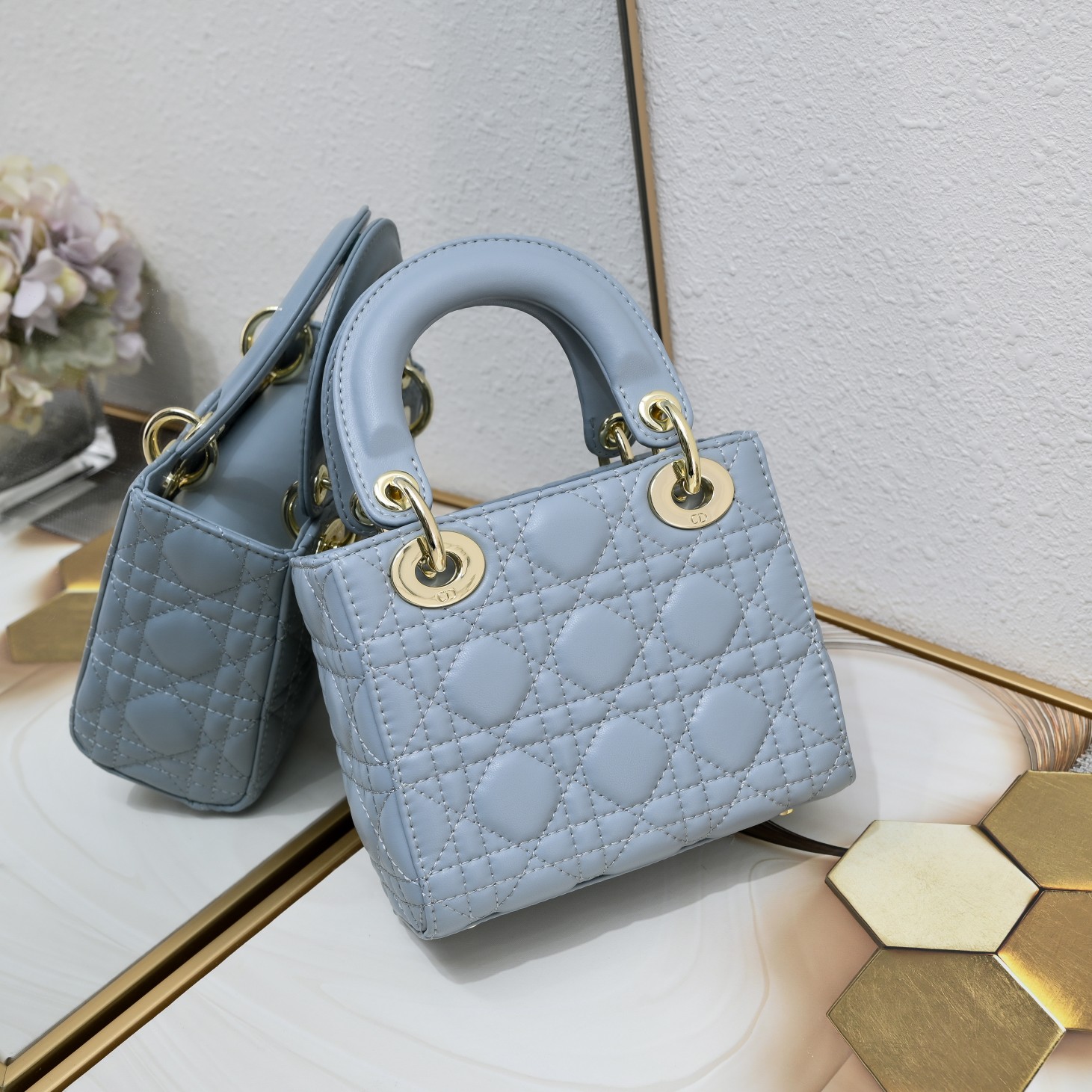 D Inspired Mini Lady D Inspired Bag Blue Cannage Calfskin - Bag - Gorchic - $138.99