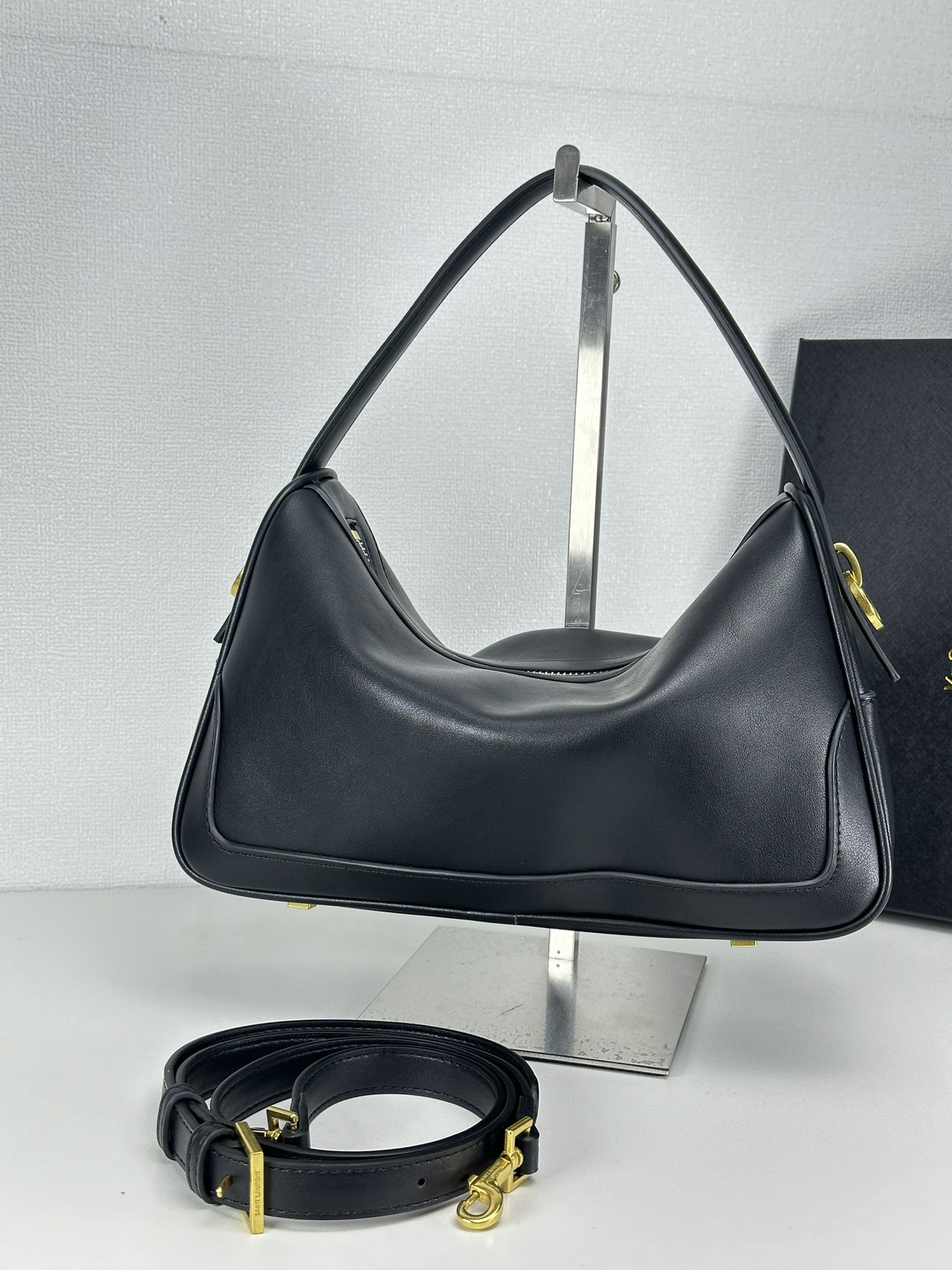 Lady Designer Fashion Vintage Bowling Bag - Black Leather Bag - Gorchic - $135.99