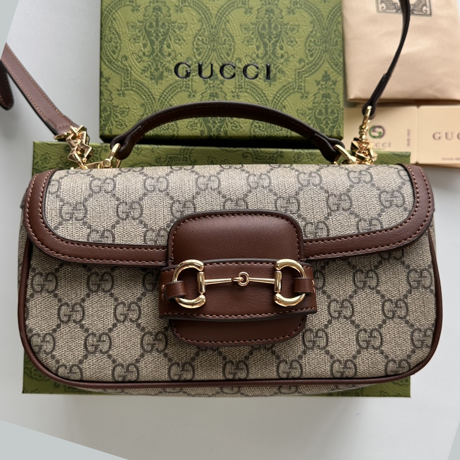 Double-G Horsebit 1955 Small Brown Shoulder Bag - Gorchic - $121.99
