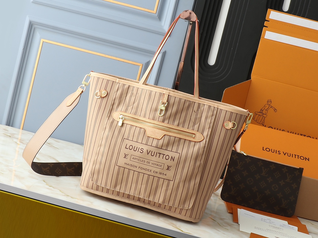 Designer Monogram Neverfull Bandoulière Inside Out MM Size Khaki Bag - Gorchic - $136.99