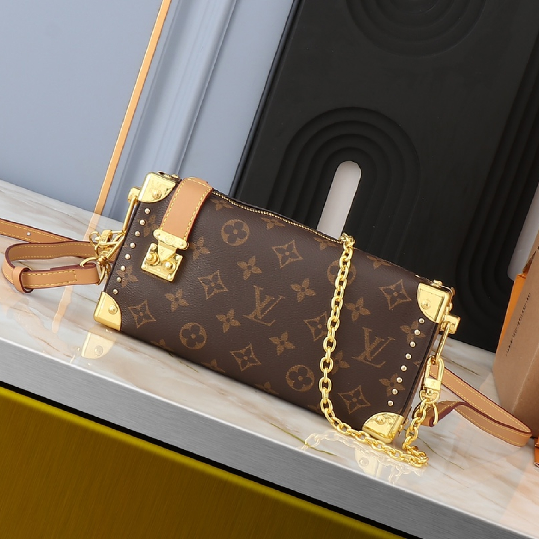 Designer Monogram Side Trunk PM Brown And Beige - Bag - Gorchic - $137.99