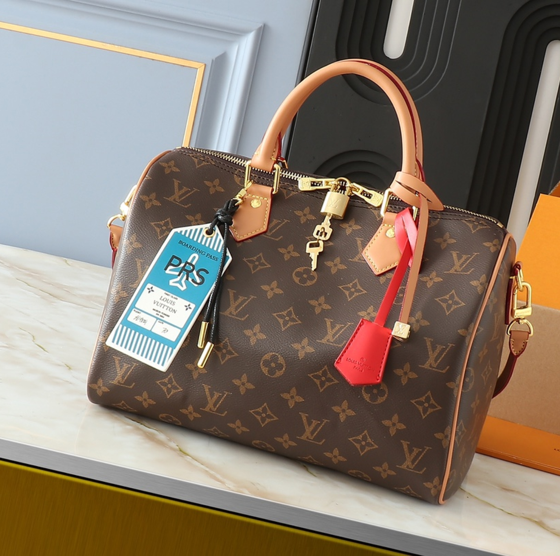 Designer Monogram Speedy Soft 30 Boho Red Handbag - Gorchic - $144.99