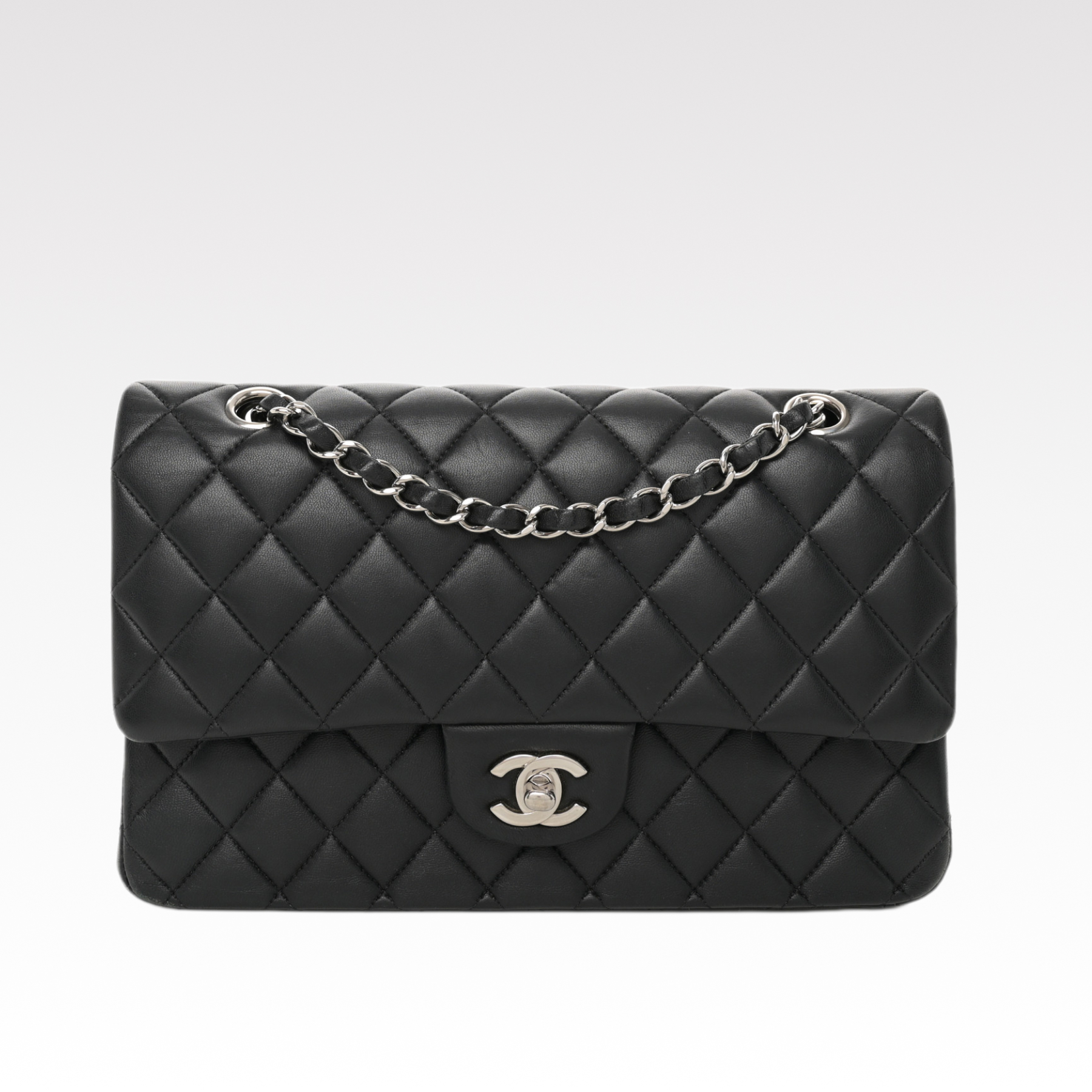 CC Inspired Classic Double Flag Bag Black Leather Sier Hardware Shoulder Bag - Gorchic - $125.99