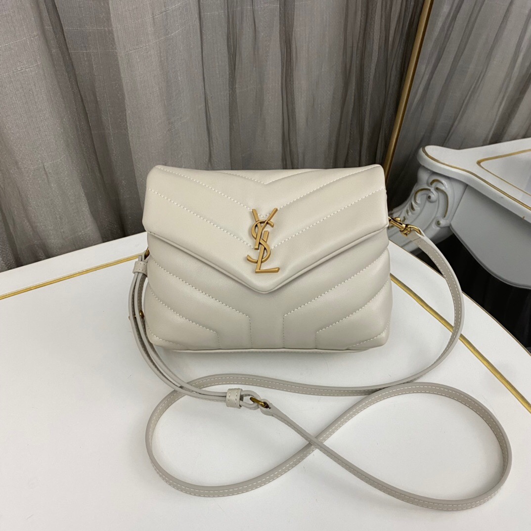 Lady Designer Loulou Toy quilted leather shoulder bag cream - Bag - Gorchic - $138.99