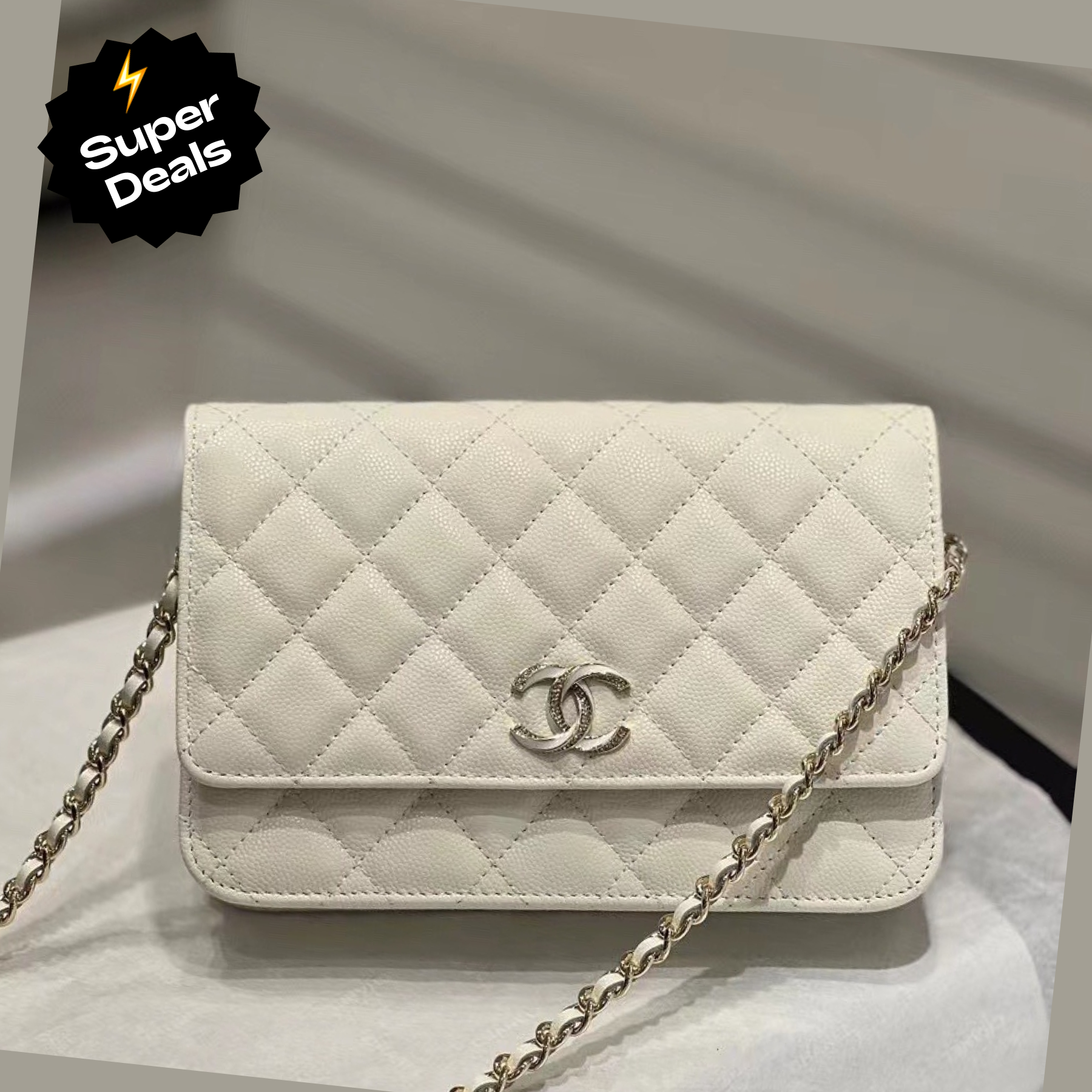 CC Inspired Classic Calfskin Handbags On Golden Chain - Bag - Gorchic - $125.99