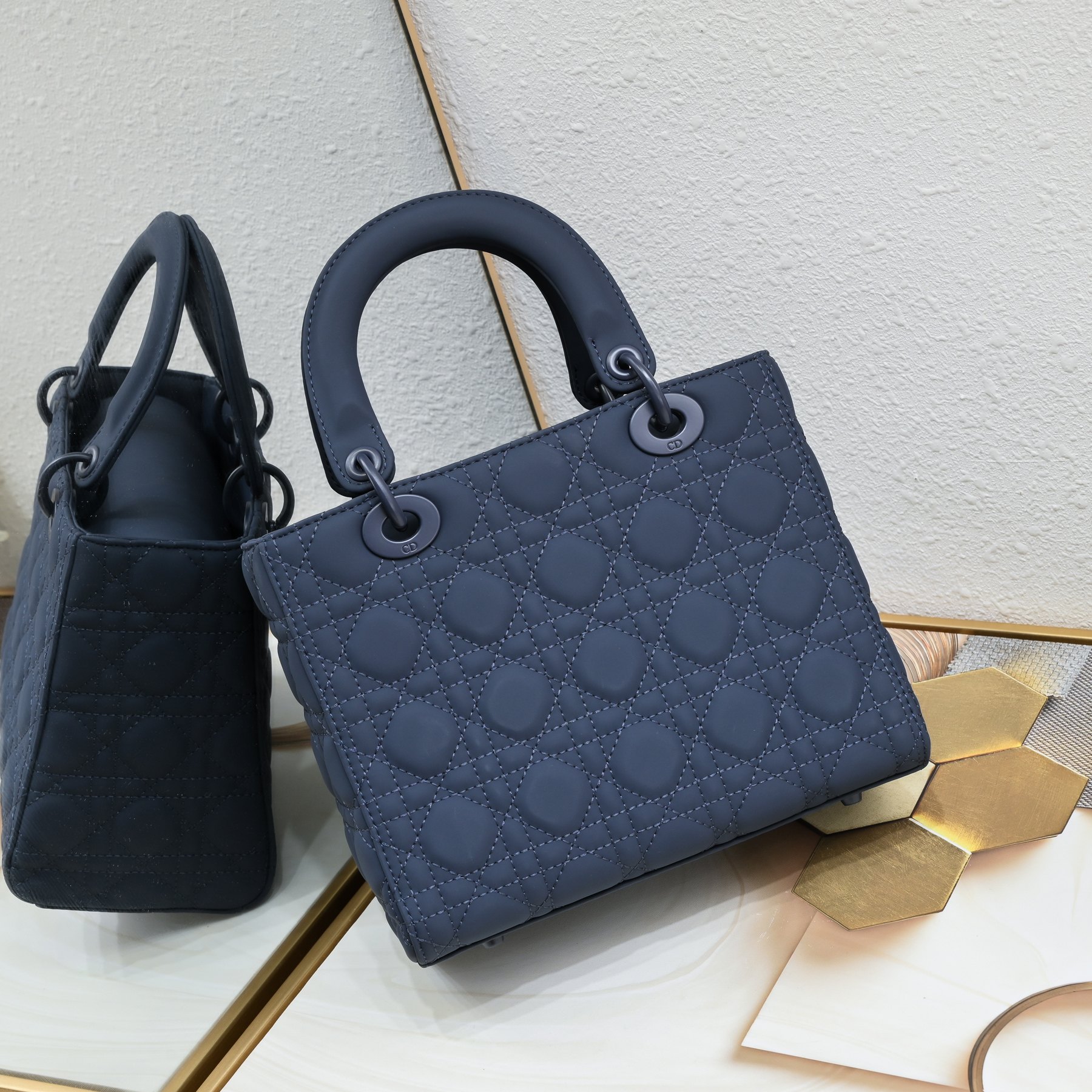 D Inspired Medium Lady D Inspired Bag Blue Ultramatte Calfskin - Bag - Gorchic - $146.99