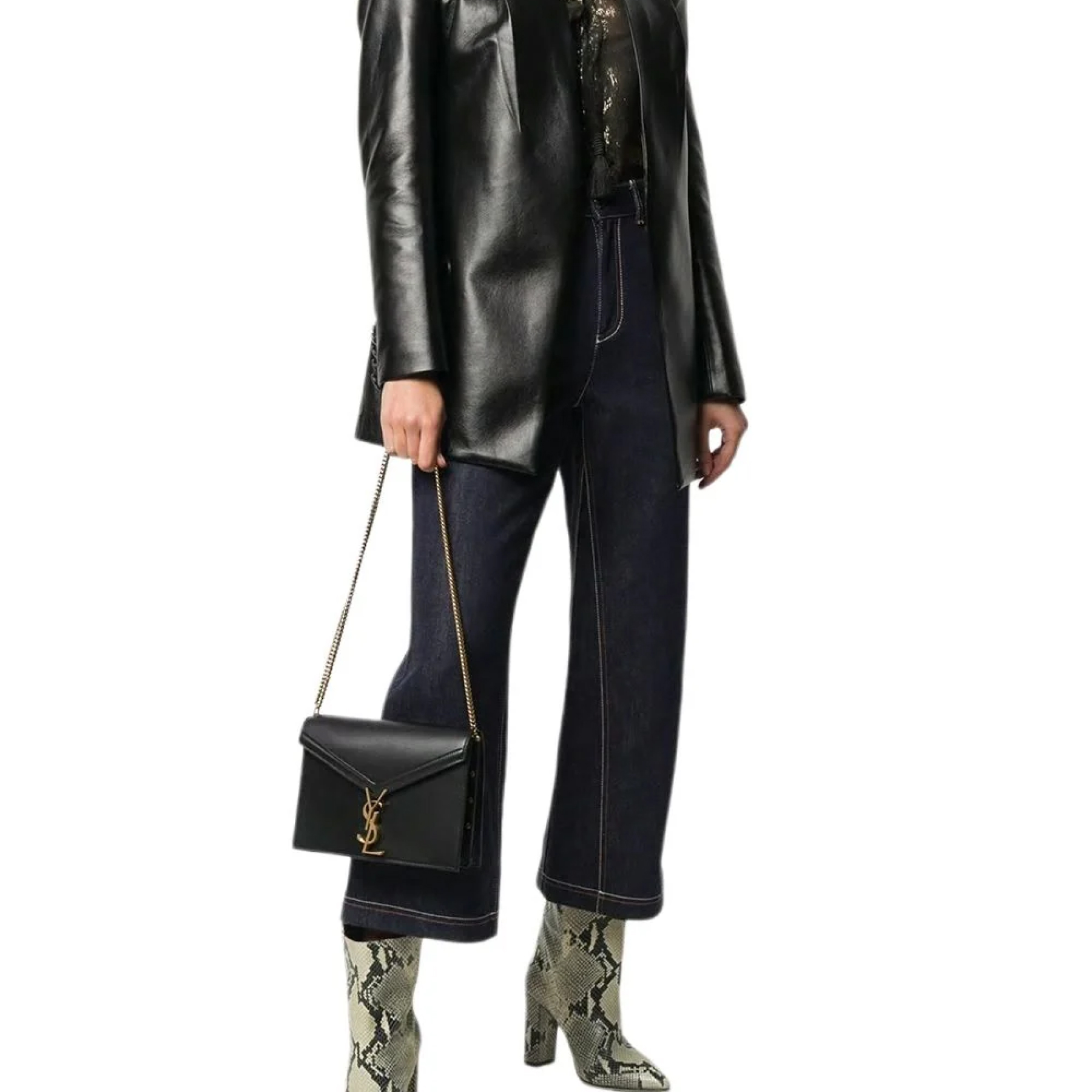 Lady Designer Fashion Cassandra Monogram Clasp Leather Crossbody Black - Bag - Gorchic - $154.99