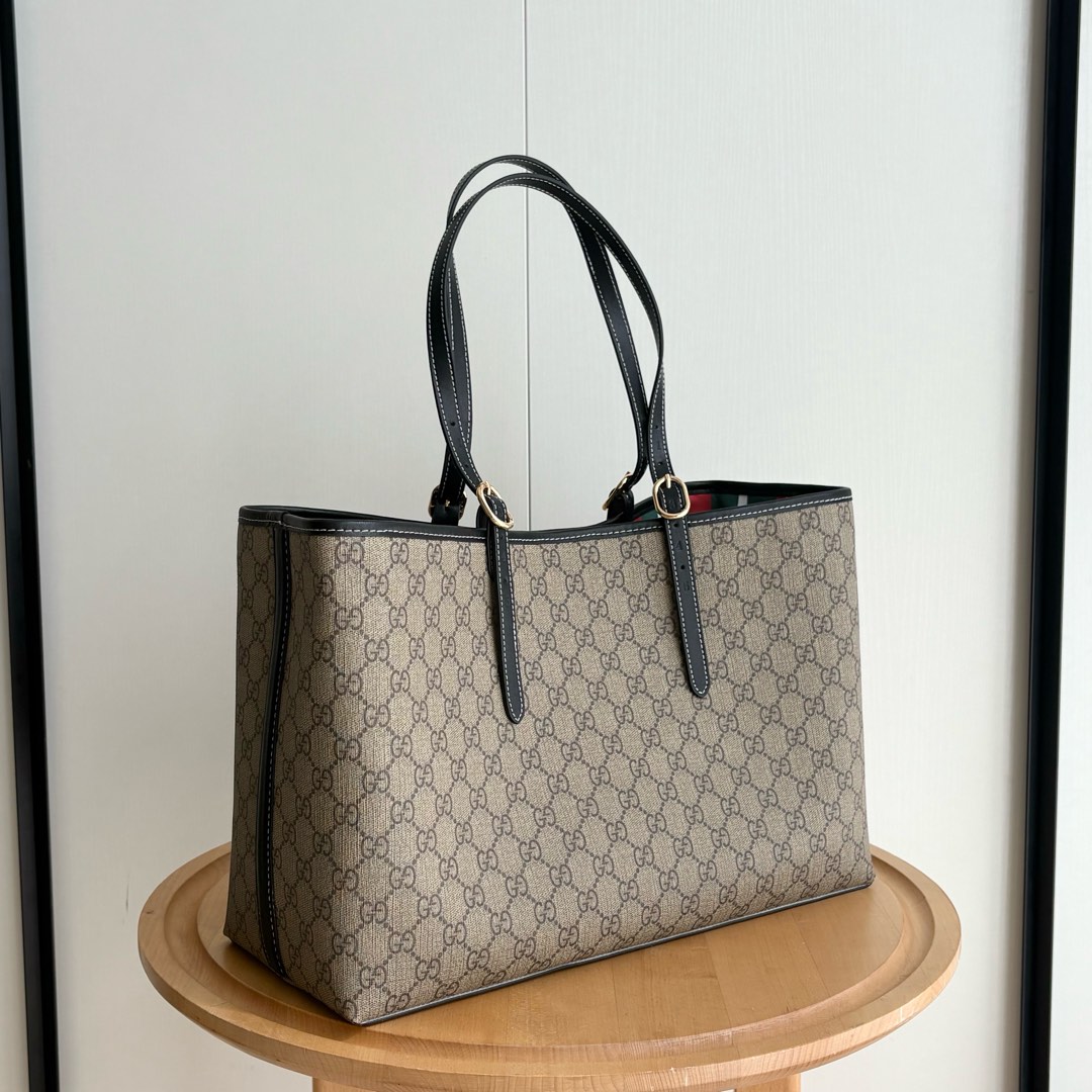 Double-G GG Emblem medium black tote bag - Gorchic - $138.99
