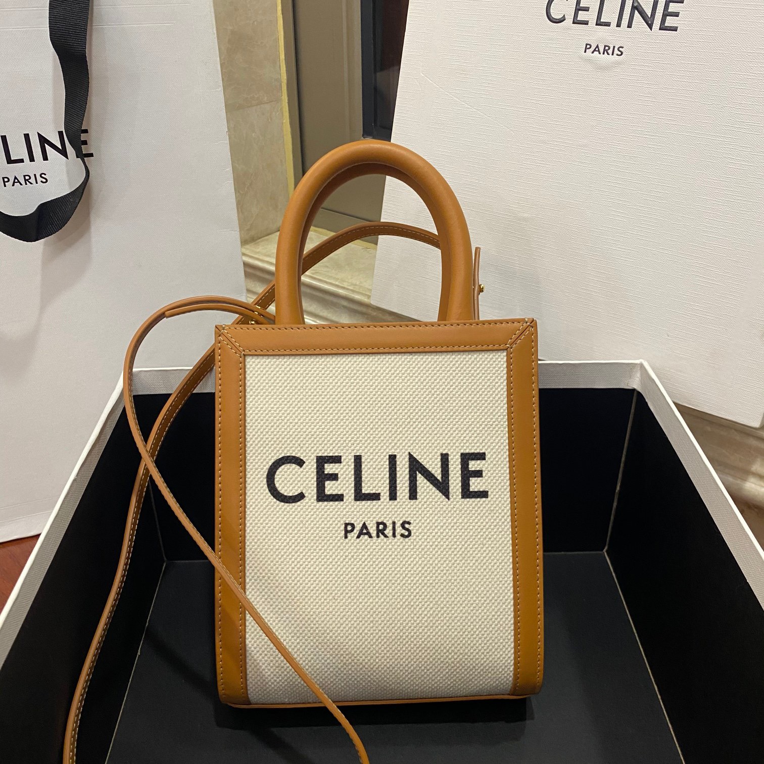 CL Cabas Crossbody Tote in Celine Print & Calfskin Bag - Gorchic - $157.99