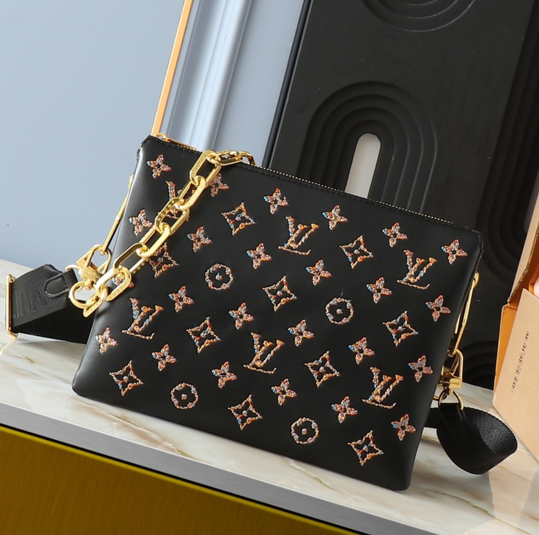 Designer Monogram Coussin Black Flower Small Handbag - Gorchic - $135.99