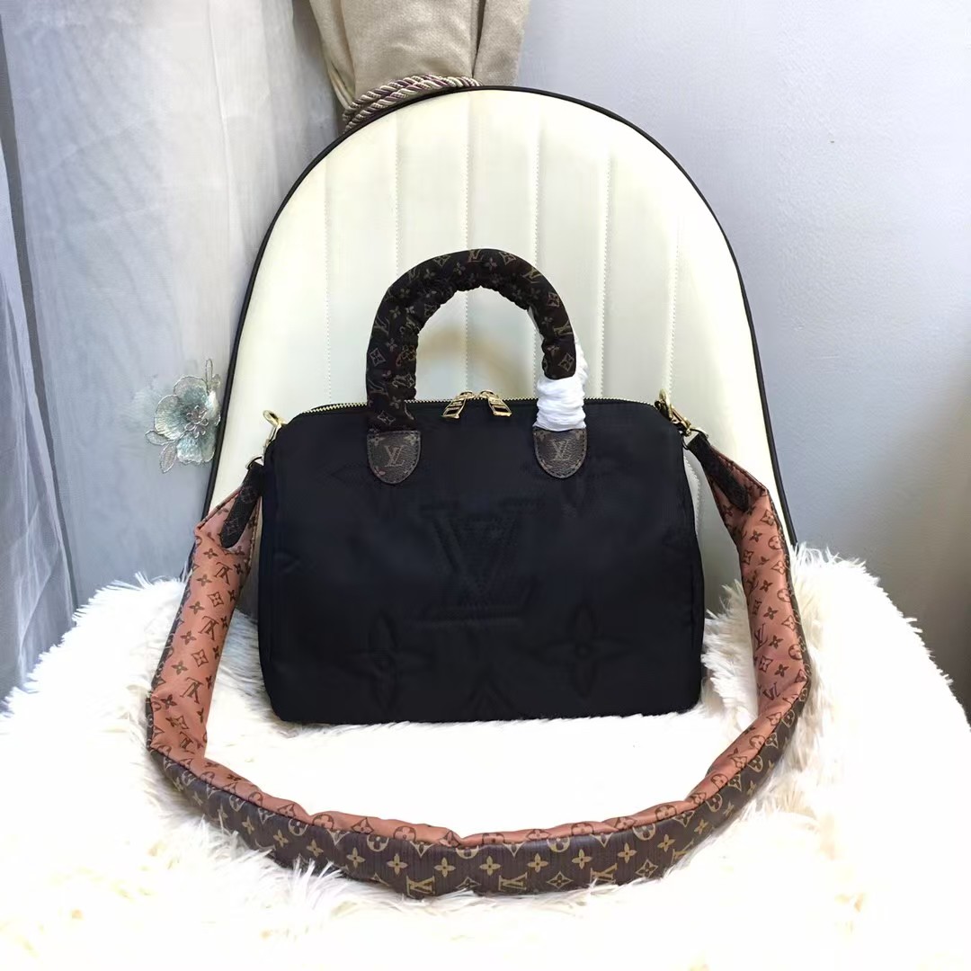 Designer Monogram Econyl Mini Monogram Pillow Speedy Bandouliere 25 Black Bag - Gorchic - $124.99