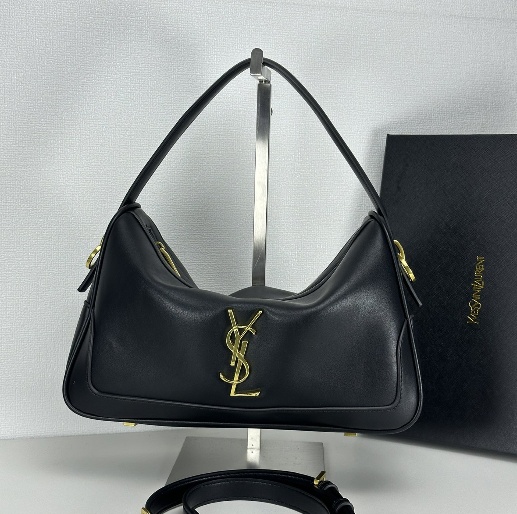 Lady Designer Fashion Vintage Bowling Bag - Black Leather Bag - Gorchic - $135.99