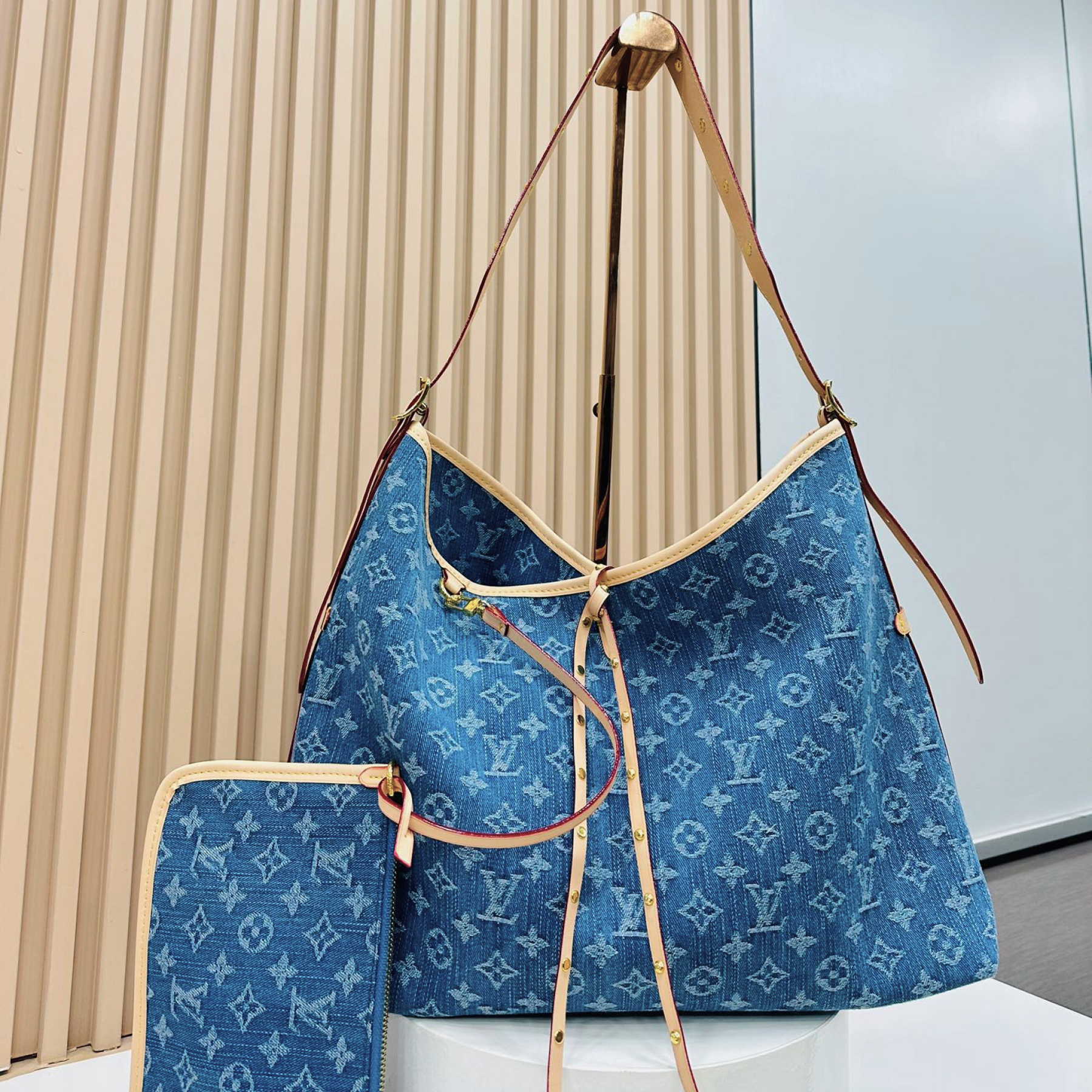 Designer Monogram CarryAll MM - Denim Bag - Gorchic - $132.99