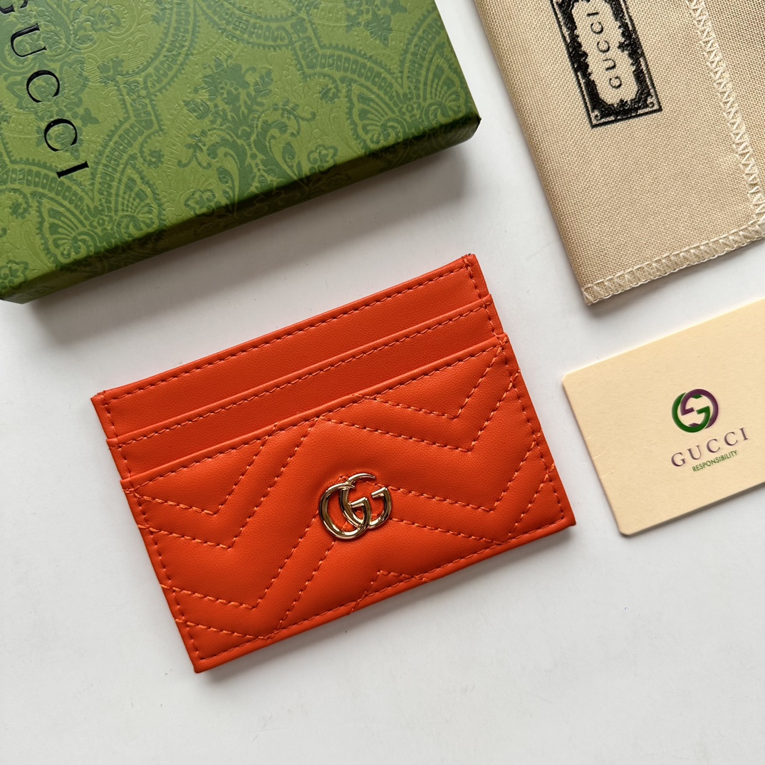 Double-G GG Marmont card case red leather-wallet - Gorchic - $39.99