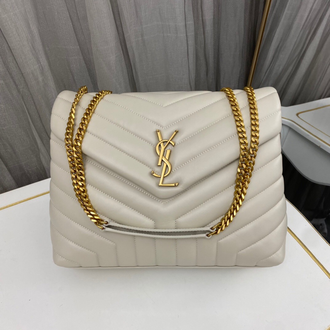 Lady Designer Loulou medium quilted leather shoulder bag white - Bag - Gorchic - $173.99