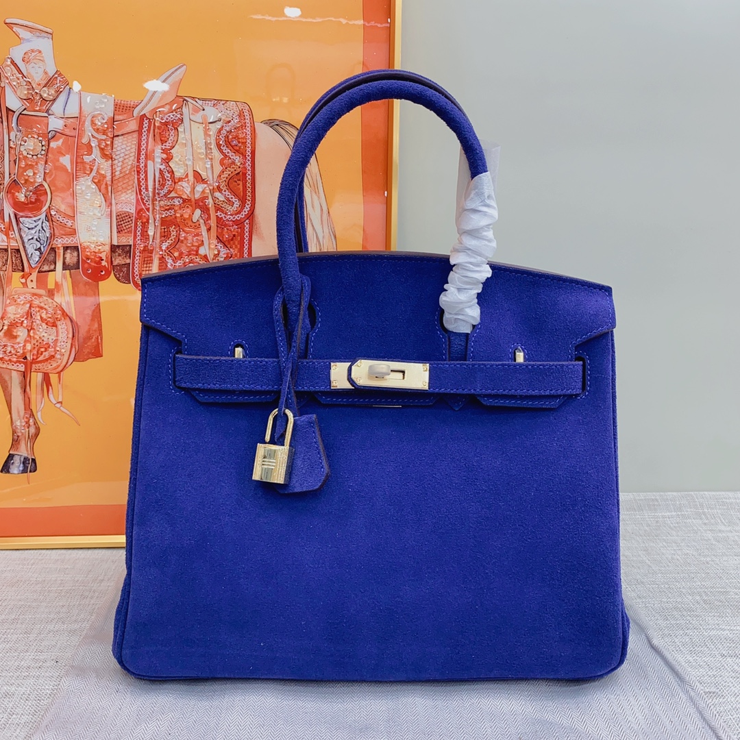 H-Inspired Birkin Bag Doblis Bag Golden Hardware-Dark Blue Bag - Gorchic - $181.99