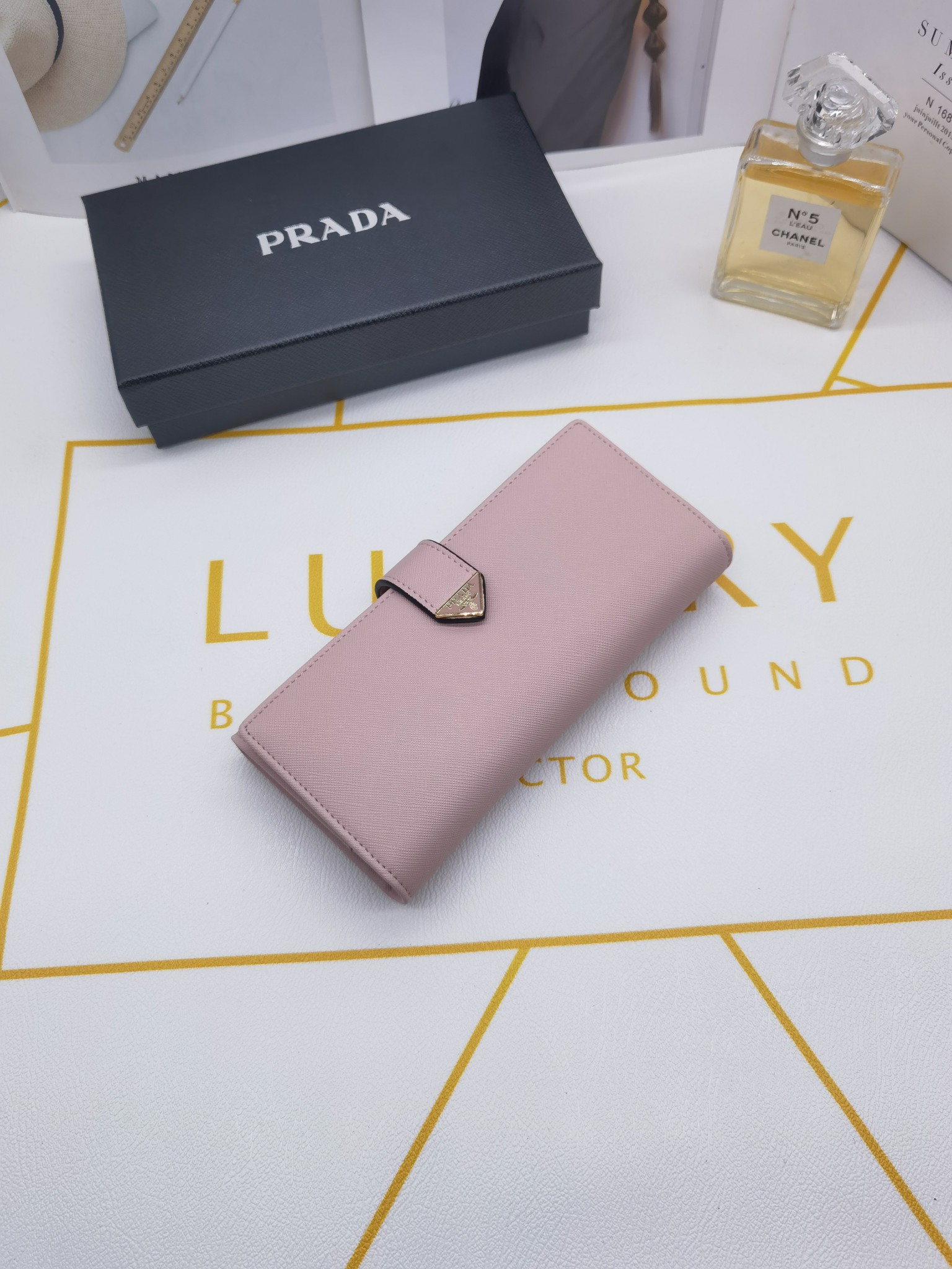 Saffiano texture Saffiano Leather Long Wallet- Pink Wallet - Gorchic - $65.99