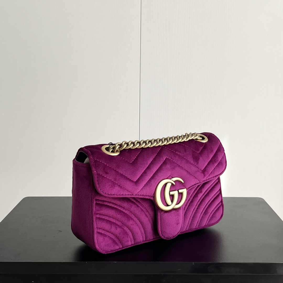 Double-G GG Marmont Veet Collection - Purple Bag - Gorchic - $131.99