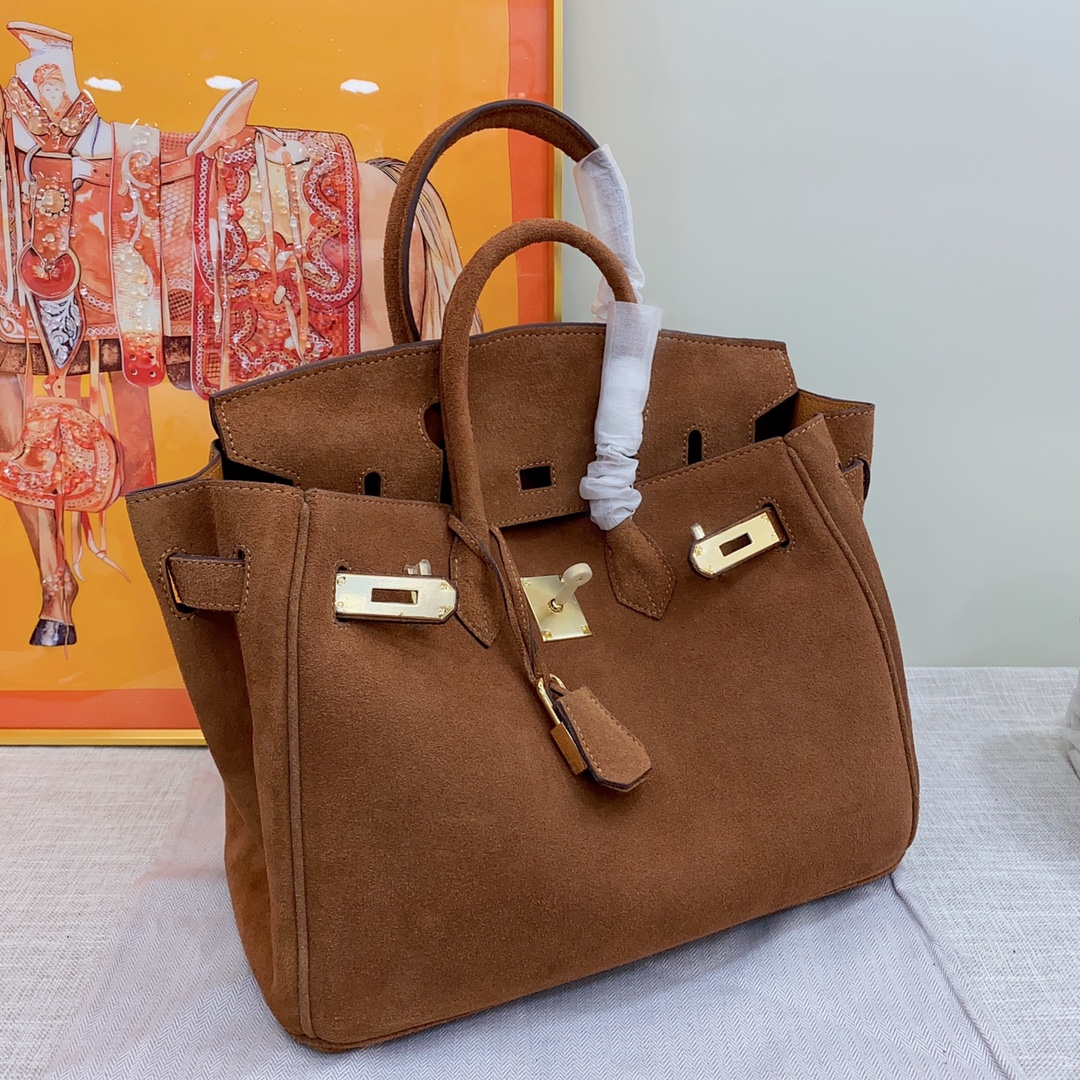 H-Inspired Birkin Bag Doblis Bag Golden Hardware -Brown Bag - Gorchic - $181.99
