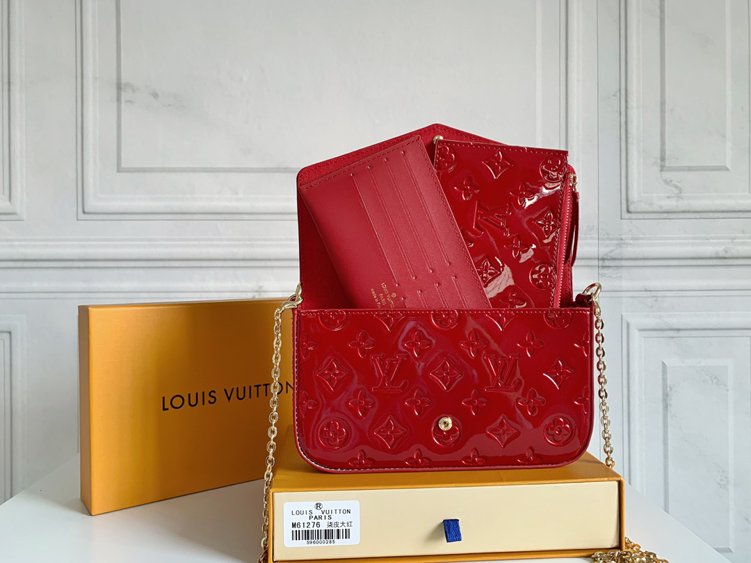 Designer Monogram Felicie Pochette Monogram Vernis- Bag - Gorchic - $82.99