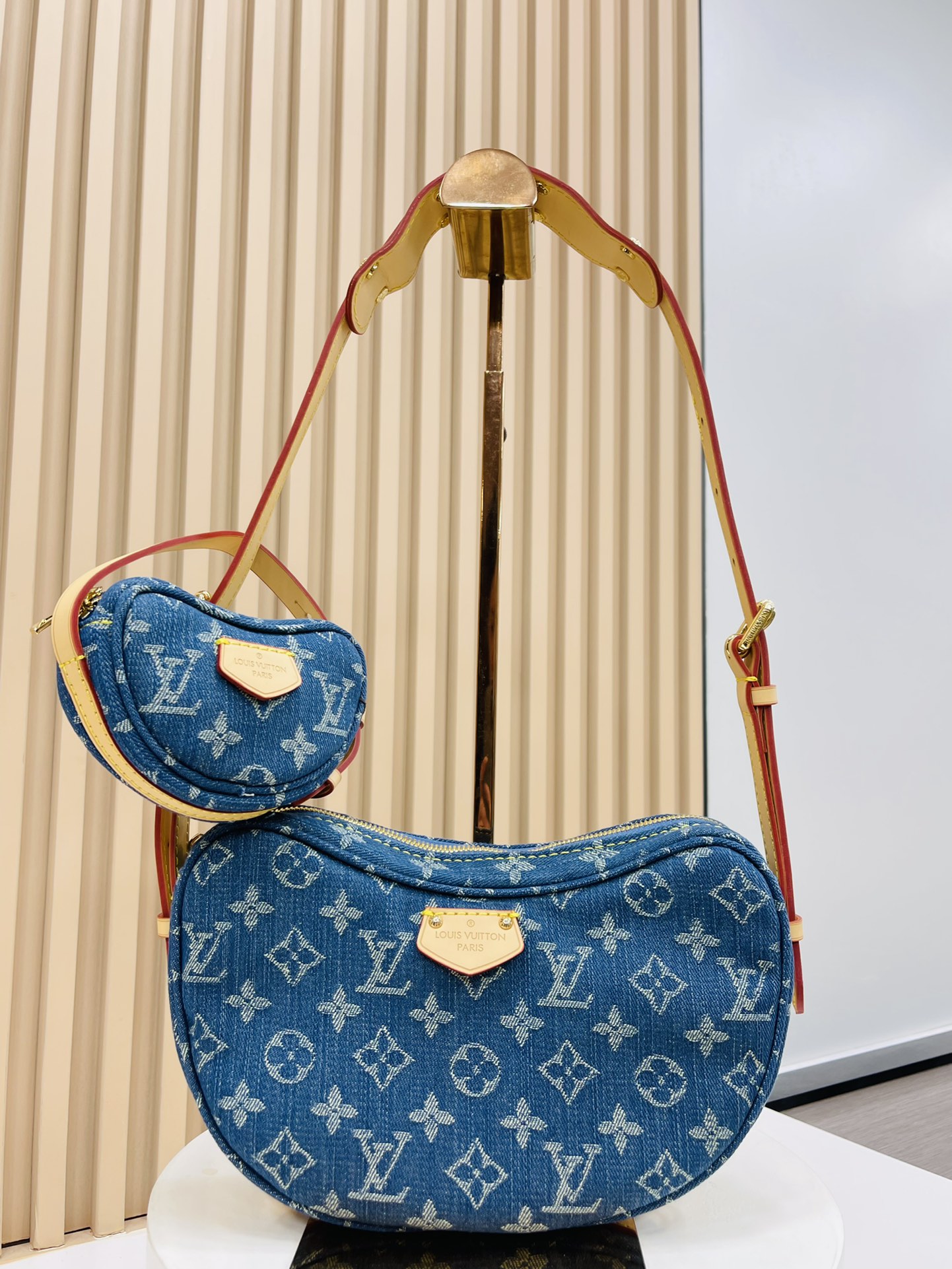 Designer Monogram New Remix Croissant Denim MM Bag - Gorchic - $131.99