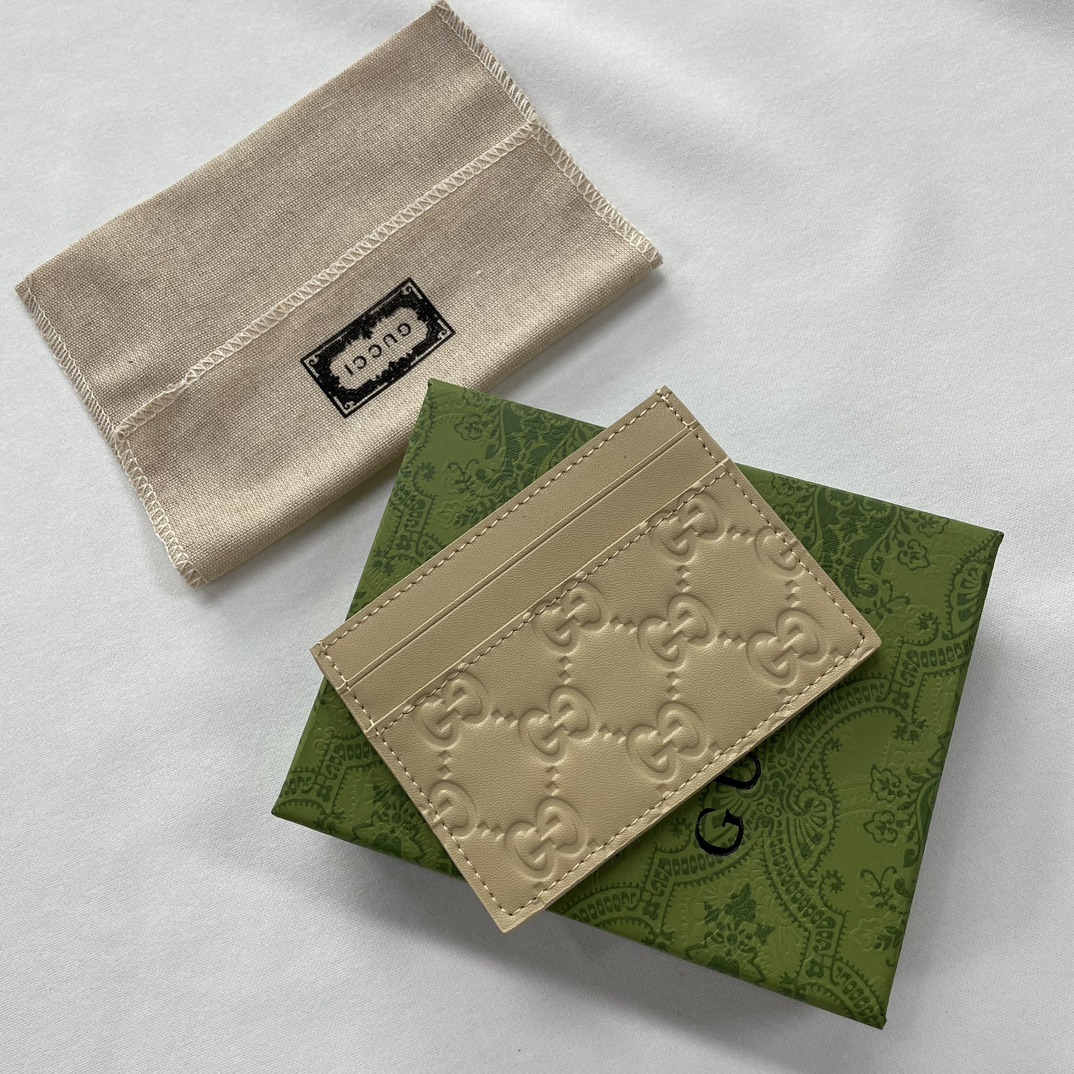 Double-G GG rubber-effect card case gray-wallet - Gorchic - $35.99