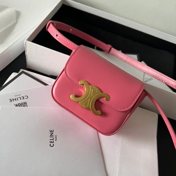 CL MINI TRIOMPHE IN SHINY CALFSKIN ROSE RED - Gorchic - $79.99