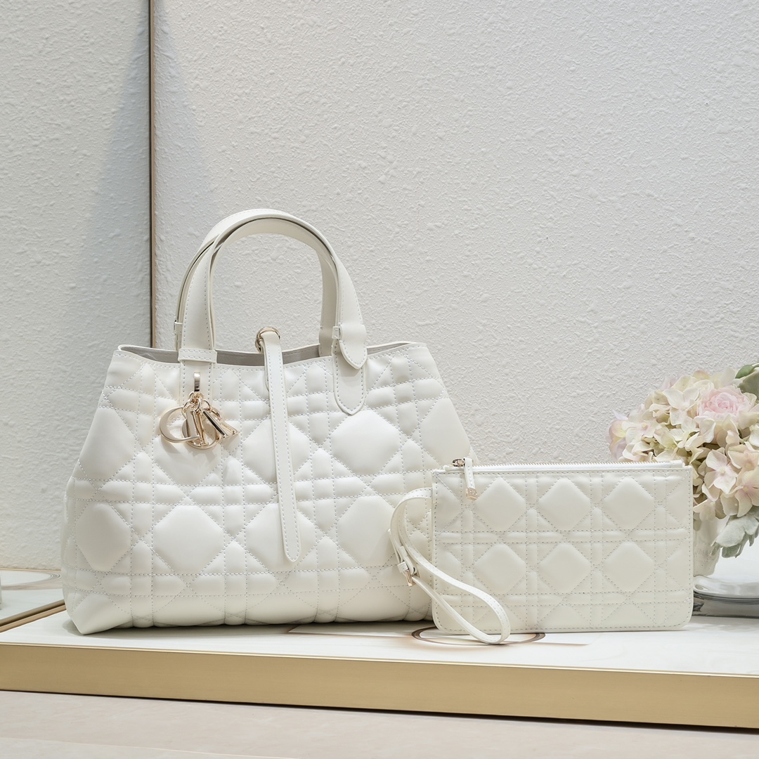 D Inspired Toujours Bag - Soft Gray Macrocannage Calfskin - Gorchic - $136.99