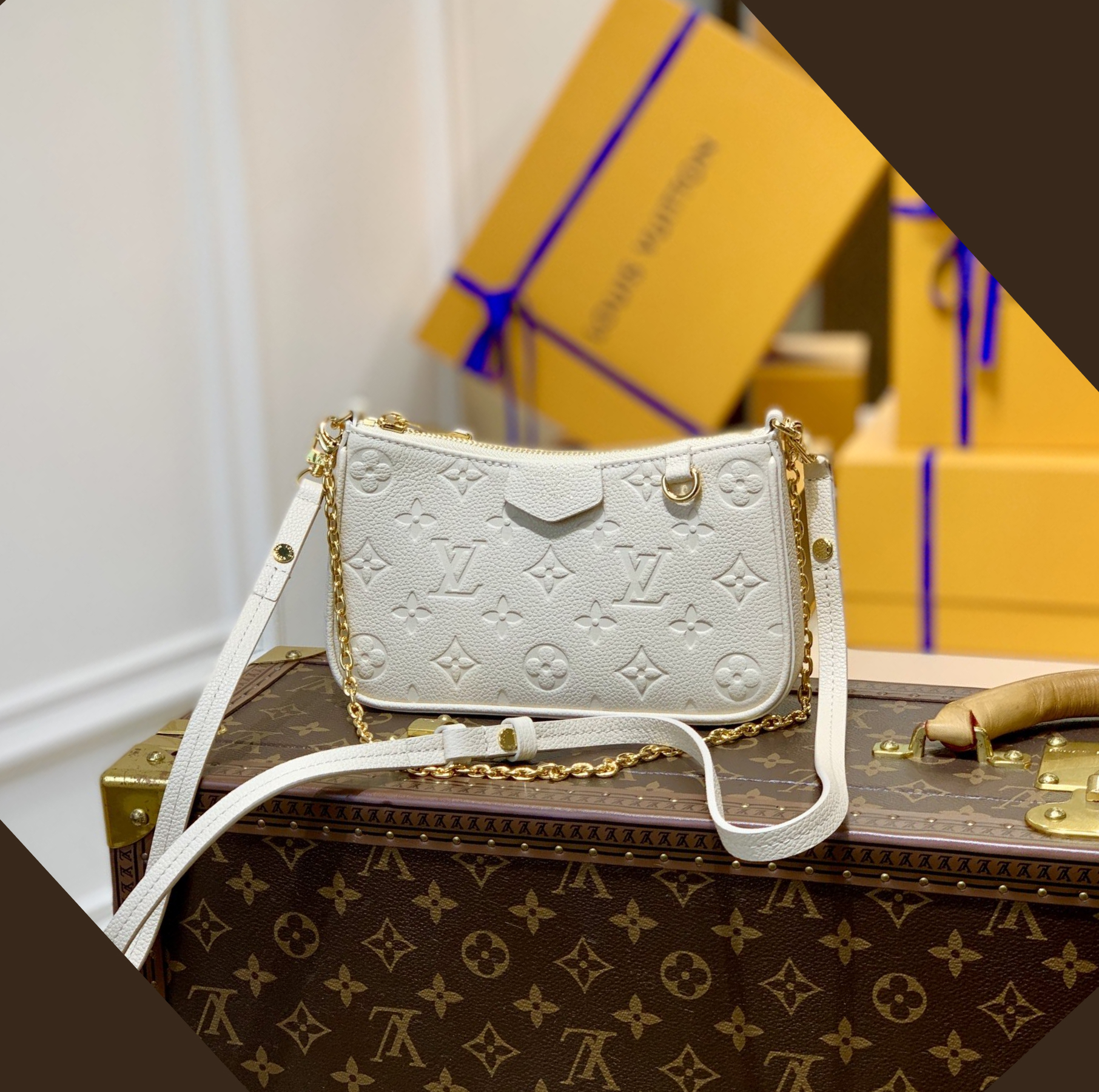 Designer Monogram Easy Pouch On Strap Handbag White -Bag - Gorchic - $129.99