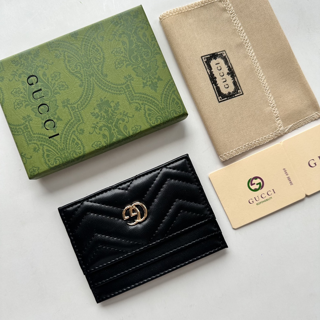 Double-G GG Marmont card case black leather-wallet - Gorchic - $39.99