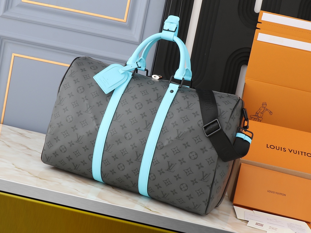Designer Monogram Keepall Travel Bag Multi Sizes Blue Grey- Bag - Gorchic - $167.99
