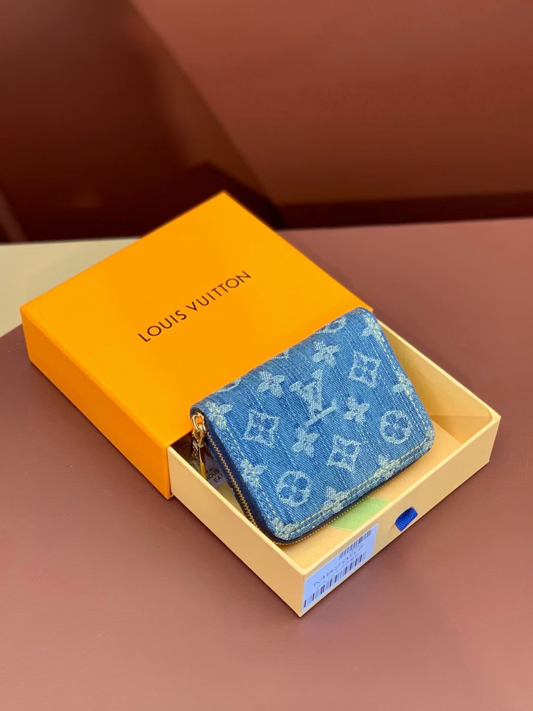 Designer Monogram Lou Wallet Monogram Denim Wallet - Gorchic - $80.99