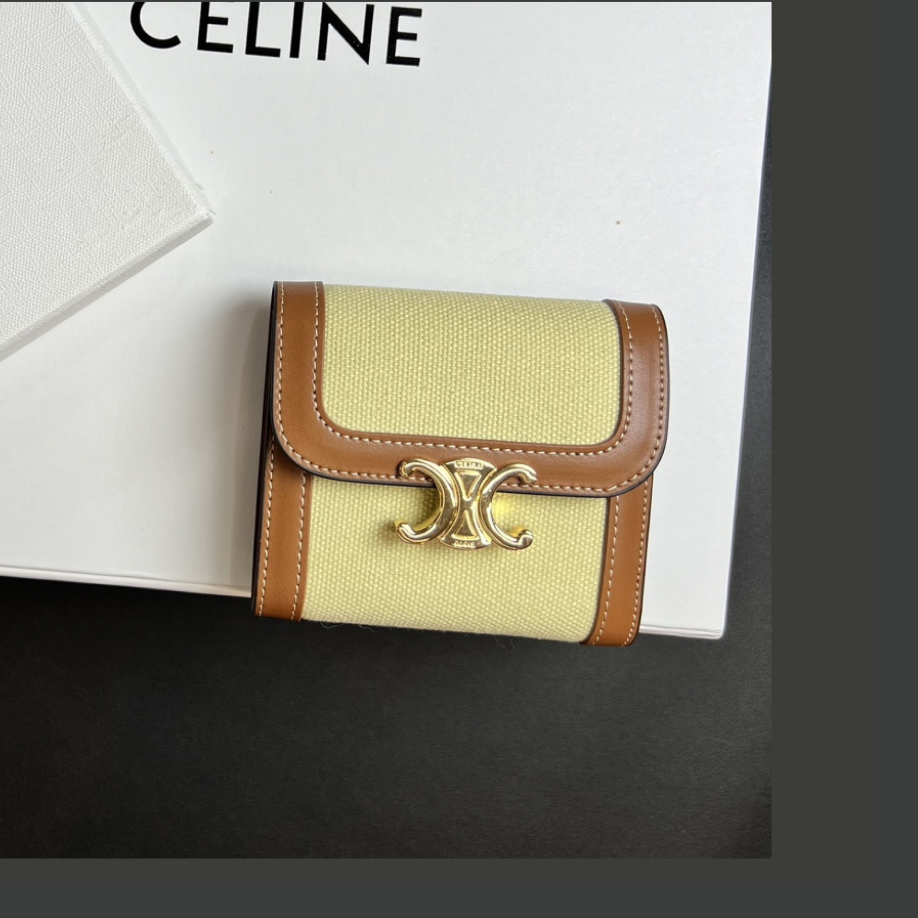 CL Arcadia Tri-Fold Black Leather Wallet- Brownish White Wallet - Gorchic - $55.99