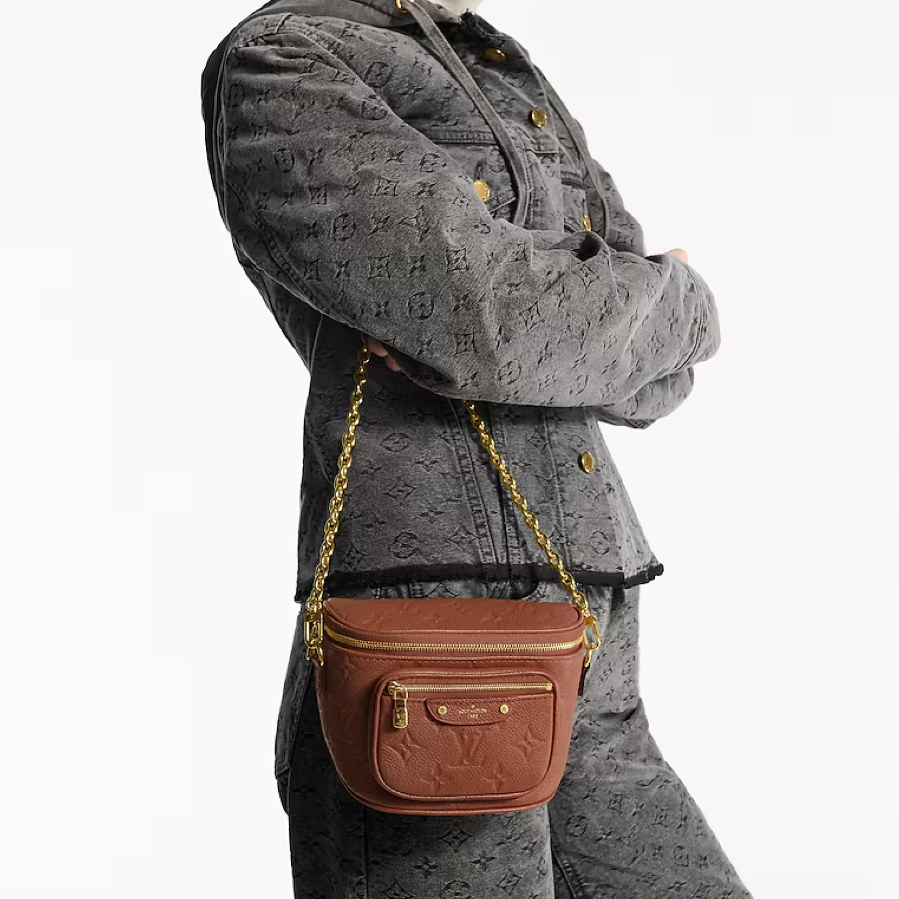 Designer Monogram Mini Bumbag Brown Bag - Gorchic - $117.99