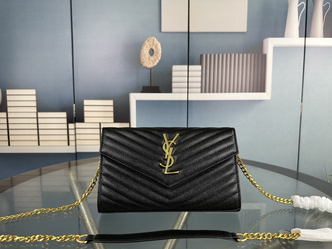 Lady Designer Fashion Cassandre Envelope- Black - Gold Metal - Gorchic - $119.99