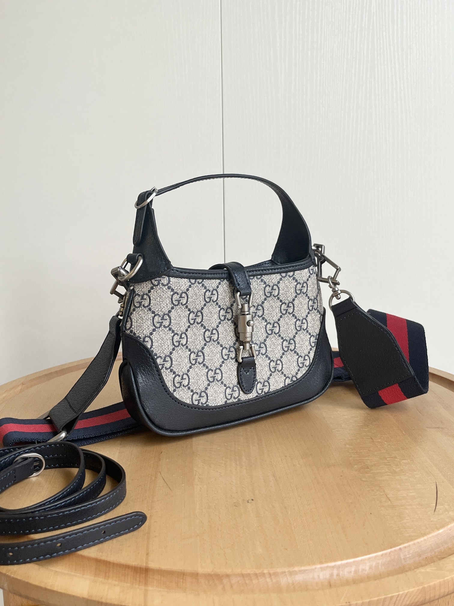 Double-G Jackie 1961 Mini GG shoulder bag Beige and blue GG canvas - Bag - Gorchic - $121.99
