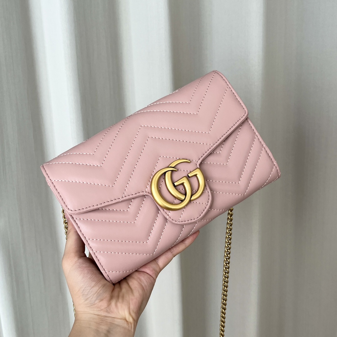 Double-G Marmont Chain Wallet - Pink Gold Wallet - Gorchic - $123.99