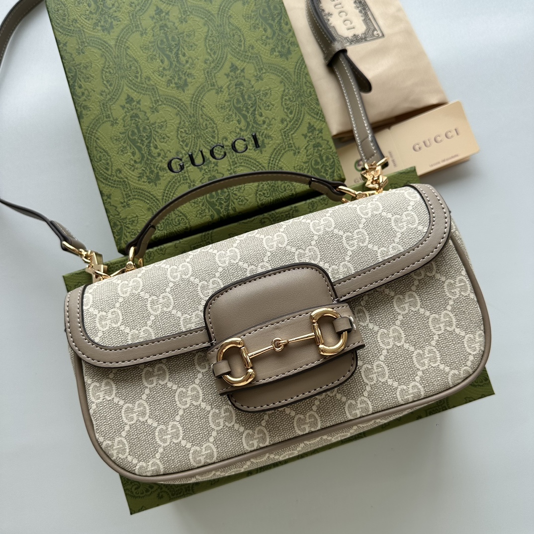 Double-G Horsebit 1955 Small Grey Shoulder Bag - Gorchic - $121.99