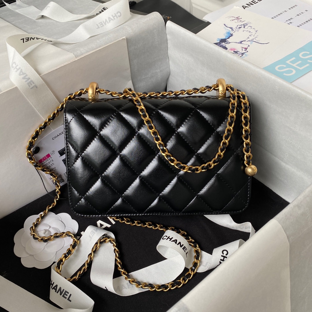CC Inspired 24C Double Little Gold Balls Bag - Black Bag - Gorchic - $145.99