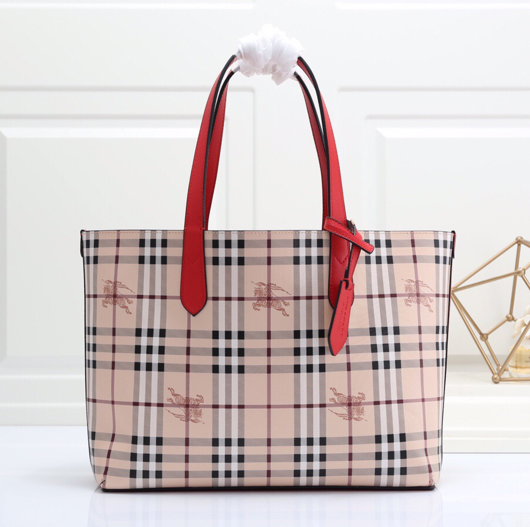 burbery Reversible Shopping Bag - Logo Red Bag - Gorchic - $153.99