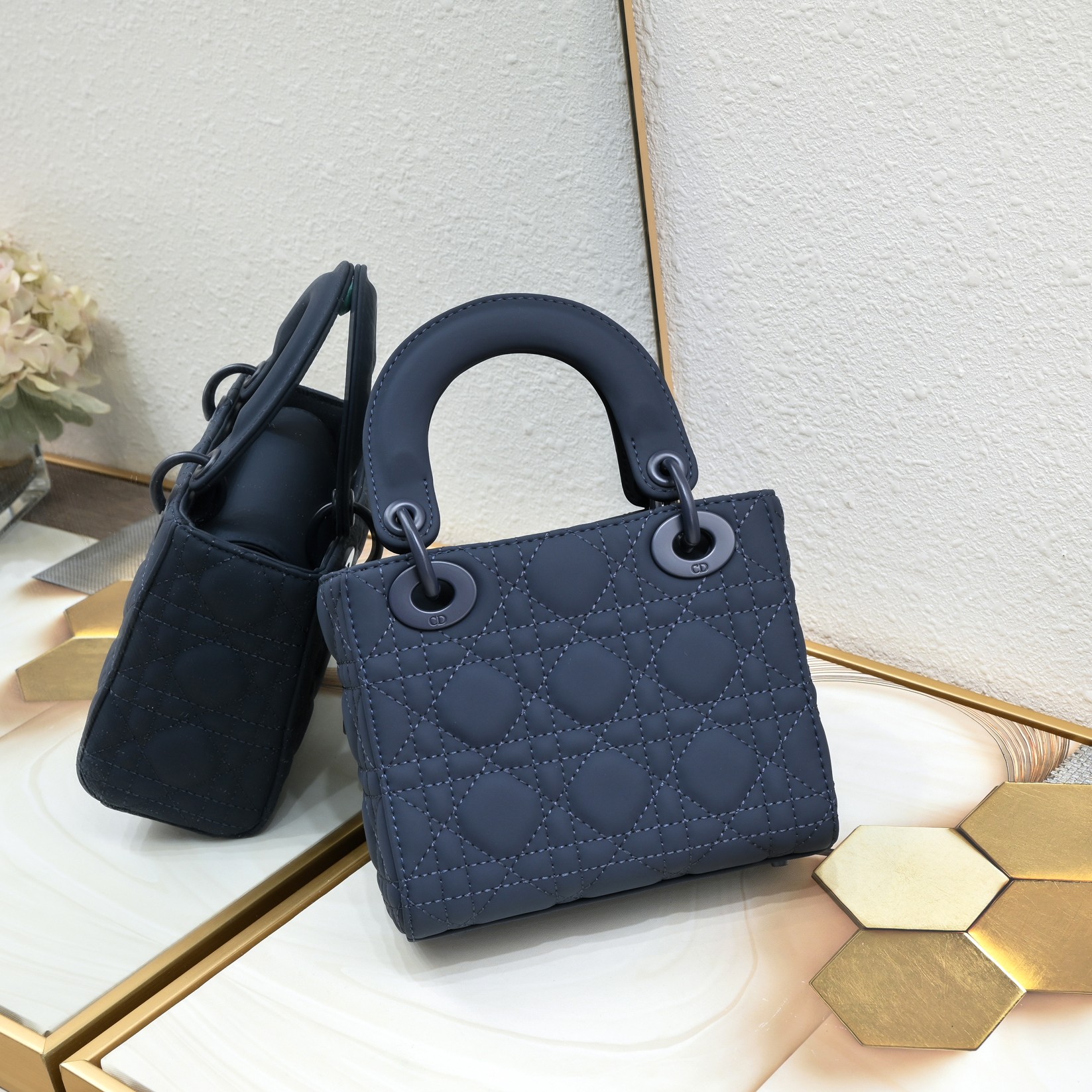 D Inspired Mini Lady D Inspired Bag Blue Ultramatte Calfskin - Bag - Gorchic - $138.99