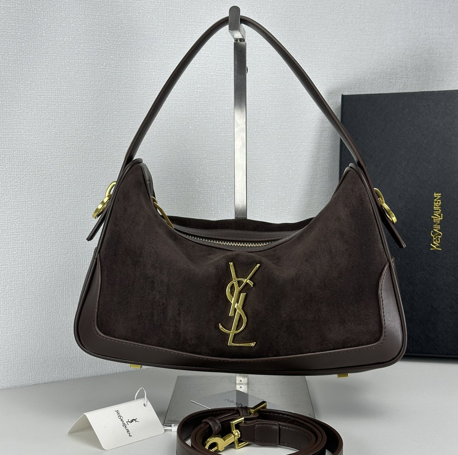Lady Designer Fashion Vintage Bowling Bag - Brown Brushed Leather Bag - Gorchic - $135.99