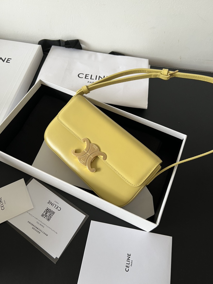 CL shoulder bag claude in shiny calfskin yellow - Bag - Gorchic - $129.99