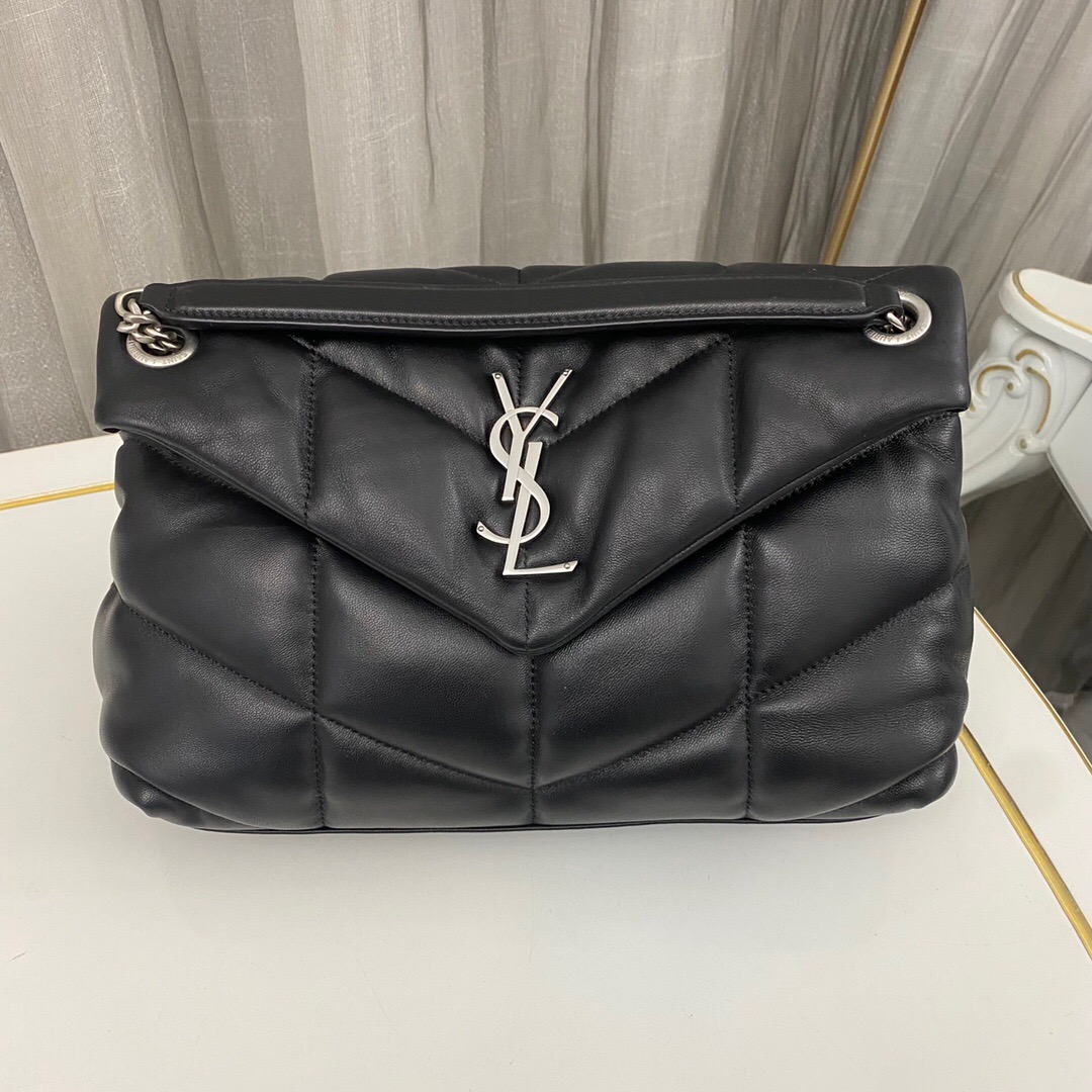 Lady Designer Loulou Puffer Small Quilted Leather Shoulder Bag Black - Bag - Gorchic - $183.99