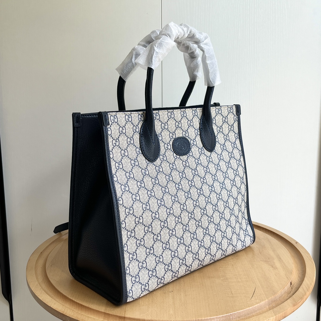 Double-G Retro Shopper - Navy Bag - Gorchic - $135.99