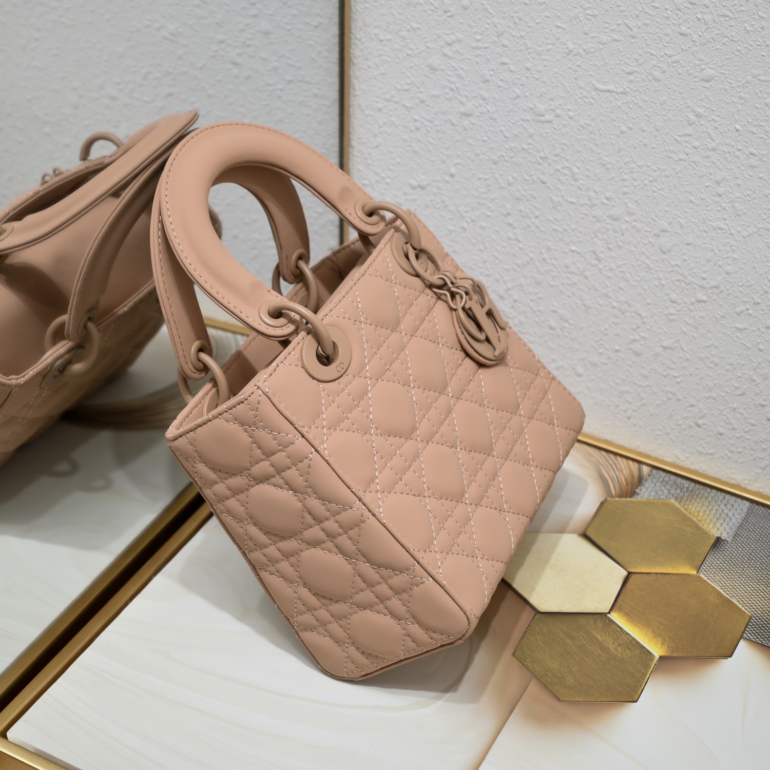 D Inspired Small Lady D Inspired Bag Blush Ultramatte Calfskin - Bag - Gorchic - $144.99