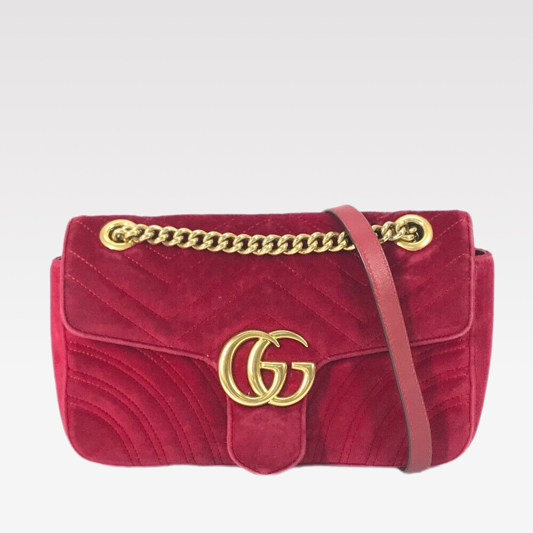 Double-G GG Marmont Veet Collection - Deep Red Bag - Gorchic - $131.99