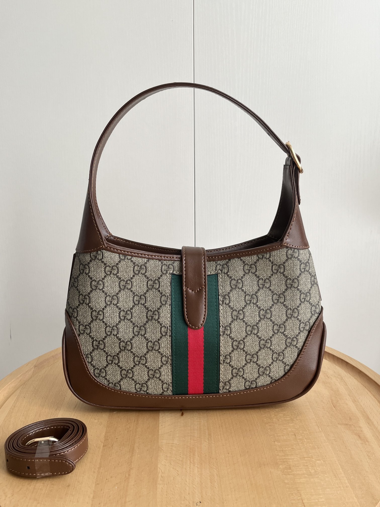 Double-G Jackie 1961 Shoulder Bag Small GG Beige/Ebony - Bag - Gorchic - $124.99