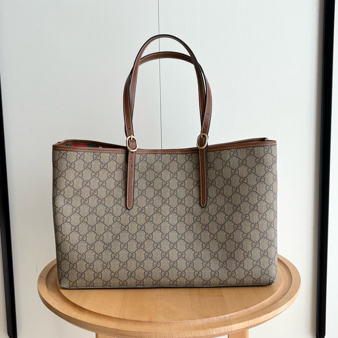 Double-G GG Emblem medium brown tote bag - Gorchic - $138.99